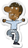 retro distressed sticker of a cartoon happy man png