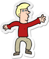 sticker of a cartoon reaching man png