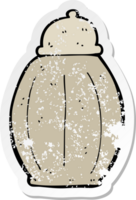 retro distressed sticker of a cartoon old jar png