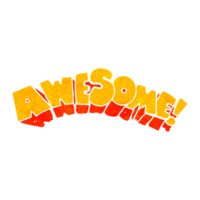 retro cartoon word awesome png