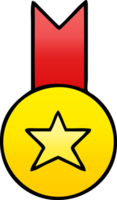 medalha de ouro de desenho animado sombreado gradiente png
