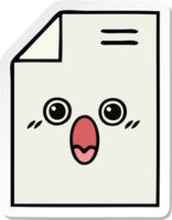 sticker of a cute cartoon shocked paper document png