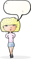 cartoon shy woman with speech bubble png