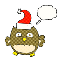 thought bubble cartoon owl wearing christmas hat png