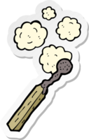 sticker of a cartoon burnt match png