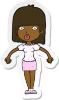 sticker of a cartoon woman shrugging shoulders png