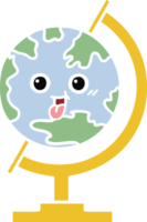 globe de dessin animé rétro couleur plat du monde png