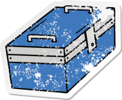 distressed sticker cartoon doodle of a metal tool box png