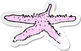 retro distressed sticker of a cartoon starfish png