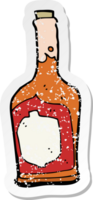 retro distressed sticker of a cartoon bottle of rum png