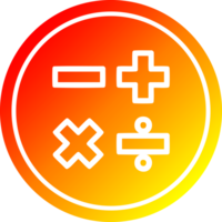 símbolos matemáticos circulares en espectro de gradiente caliente png