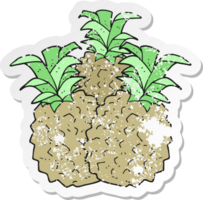 retro distressed sticker of a cartoon pineapple png