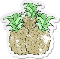 Retro beunruhigter Aufkleber einer Cartoonananas png