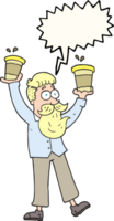 speech bubble cartoon man with coffee cups png