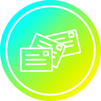 Stapel von Buchstaben kreisförmig im kalten Gradientenspektrum png