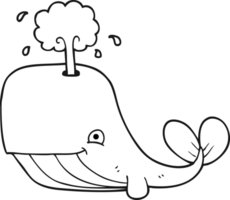 black and white cartoon whale spouting water png