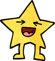 grunge textured illustration cartoon laughing star character png