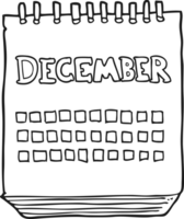 black and white cartoon calendar showing month of December png