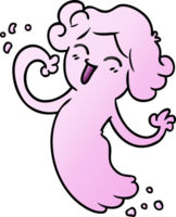 gradient cartoon doodle of a happy pink ghost png