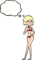 cartoon woman in bikini with thought bubble png