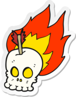sticker of a cartoon skull with arrow png