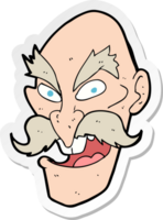 pegatina de una cara de anciano malvado de dibujos animados png