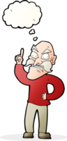 cartoon old man laying down rules with thought bubble png