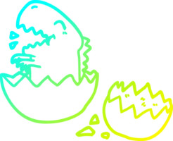 dibujo de línea de gradiente frío dinosaurio saliendo del huevo png