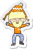 retro noodlijdende sticker van een cartoon hipster man met hoed png