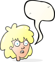 cara de mujer de dibujos animados de burbujas de discurso png