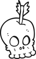 black and white cartoon skull with arrow png