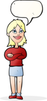 Cartoon stolze Frau mit Sprechblase png