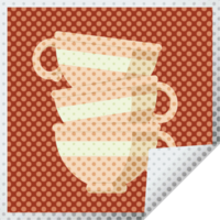 stack of cups graphic square sticker png