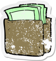 retro distressed sticker of a cartoon wallet full of cash png