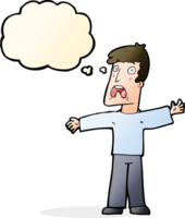 cartoon frightened man with thought bubble png