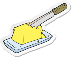 sticker of a cartoon knife in butter png