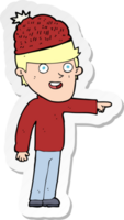 sticker of a cartoon man wearing winter hat png