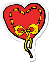klistermärke av en sydd hjärta tecknad png