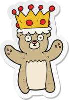 autocollant d'un ours en peluche de dessin animé portant une couronne png