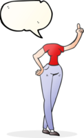 Tal bubbla tecknad serie kvinna kropp med Uppfostrad hand png