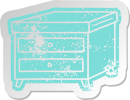 distressed old sticker of a bedside table png