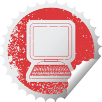 Computer distressed sticker png