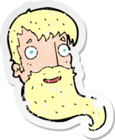 retro distressed sticker of a cartoon bearded man png