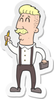 sticker of a cartoon man with notebook png