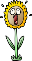 png gradient illustration cartoon shocked sunflower