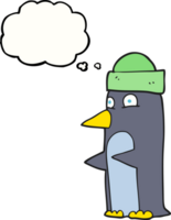 pensamiento burbuja dibujos animados pingüino vistiendo sombrero png