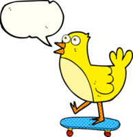 cómic libro habla burbuja dibujos animados pájaro en patineta png