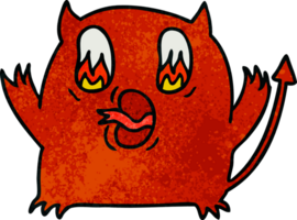 dessin animé texturé de démon rouge kawaii mignon png