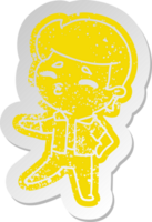 distressed old sticker kawaii 1950 cute boy png