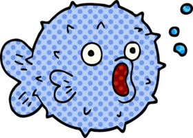 cartoon doodle blow fish png